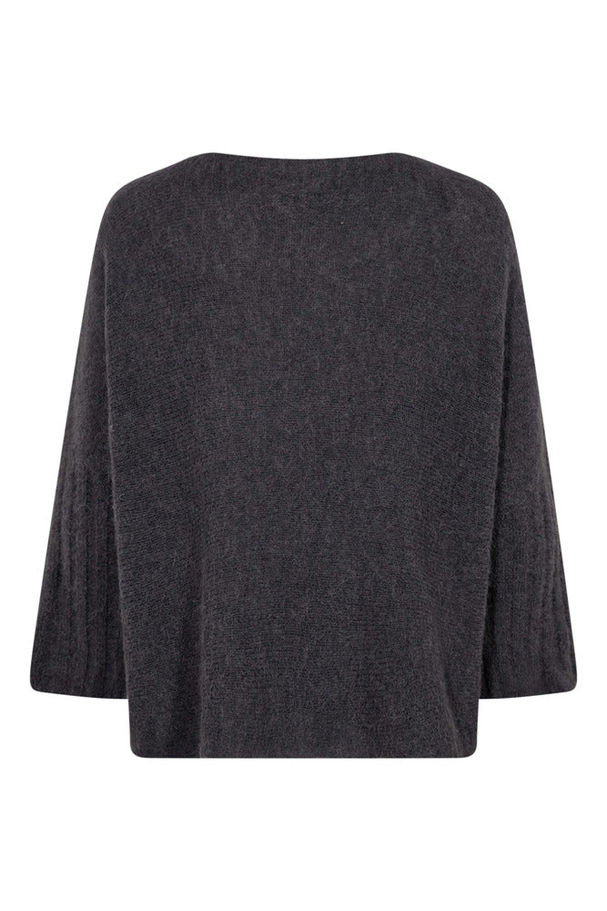 Strikbluse med trekvartærmer i baby alpaca