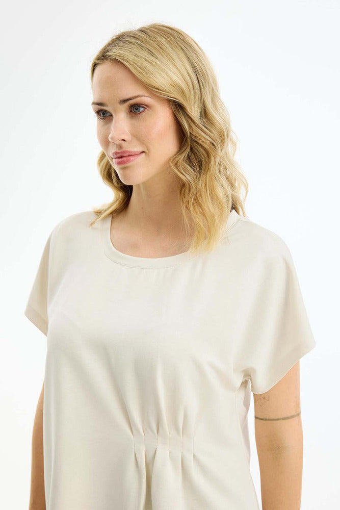 Paloma - Kortærmet bluse med rynke detalje