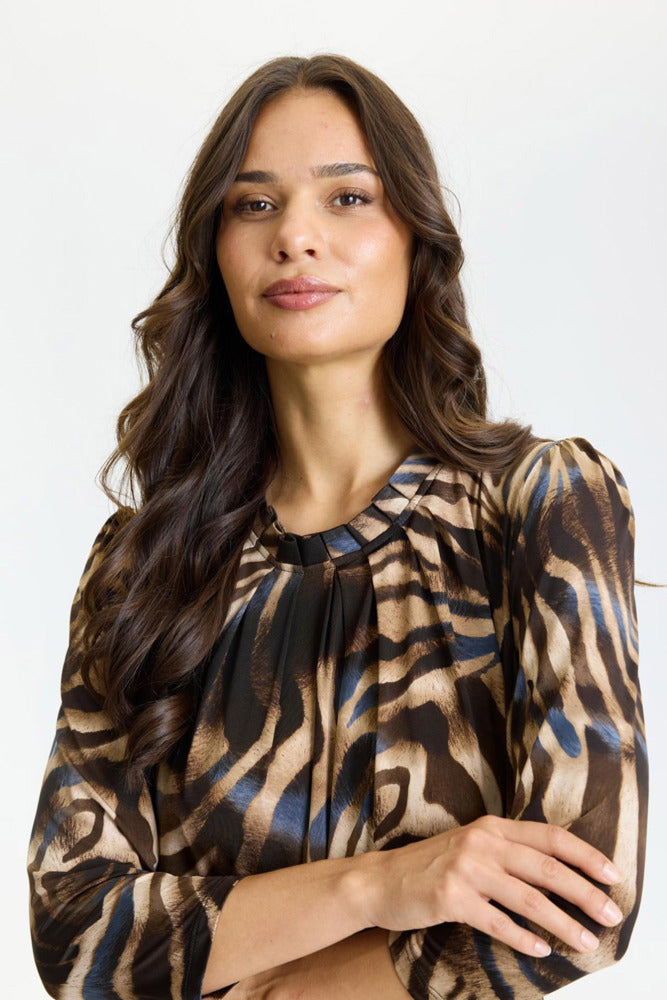 Grazia - Bluse med dyreprint og 3/4 ærmer