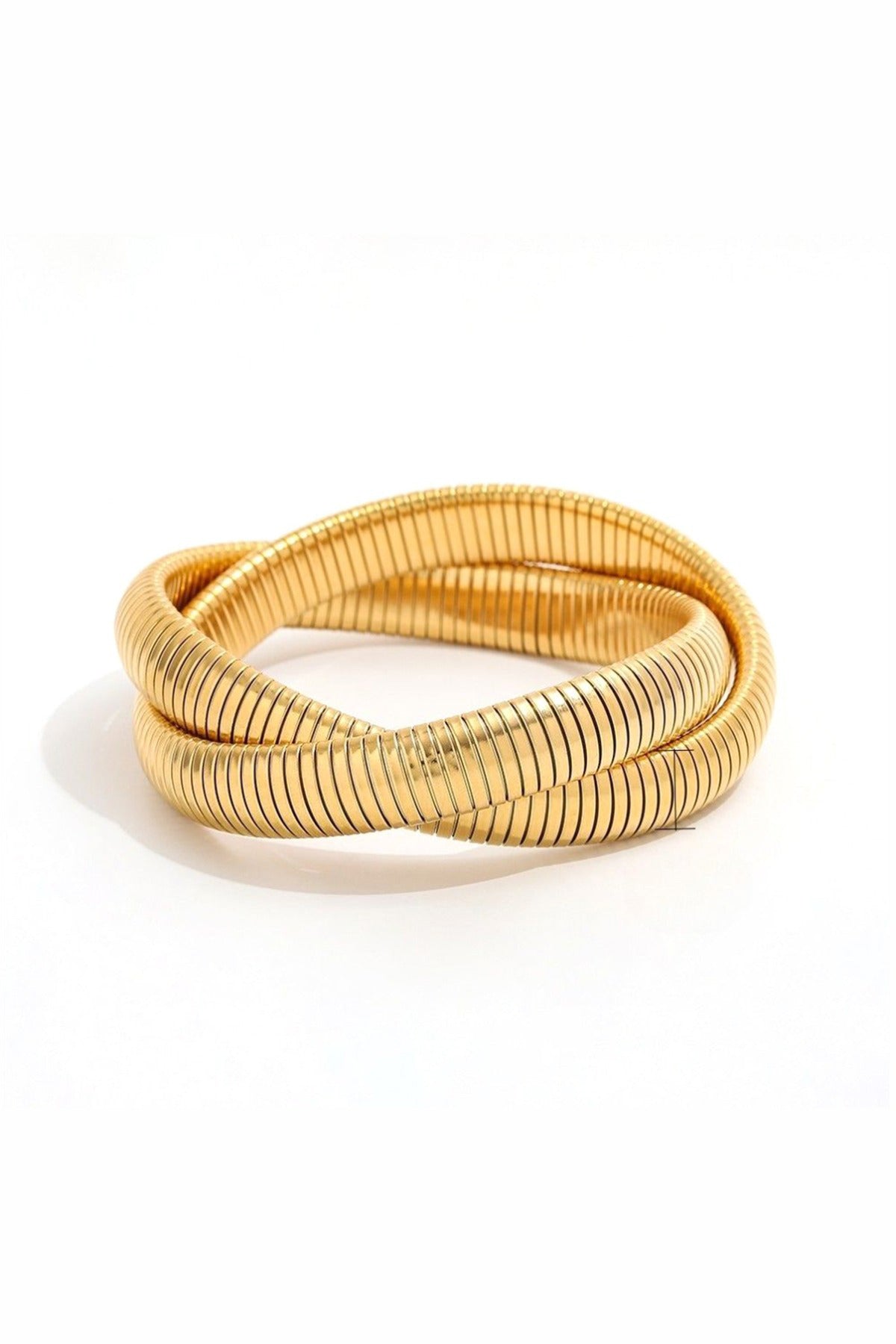 Mila – Snoet slangearmring i bånddesign – 18K forgyldt