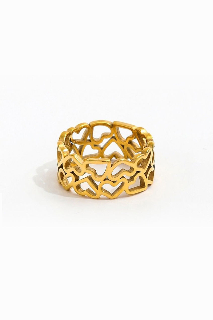 Ria – Ring med hjerter – 18K forgyldt