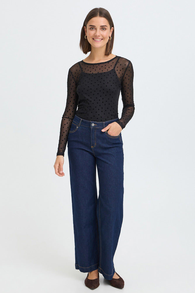 FRDETA TEE 1 - Langærmet mesh t-shirt