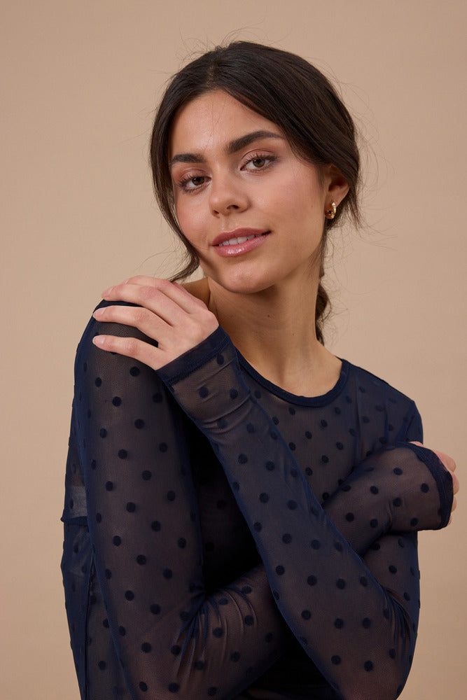 FRDETA TEE 1 - Langærmet mesh t-shirt