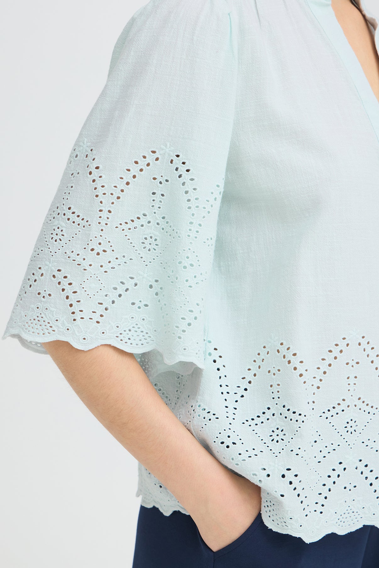 FRRAE BL 1 - Bluse med broderingskant