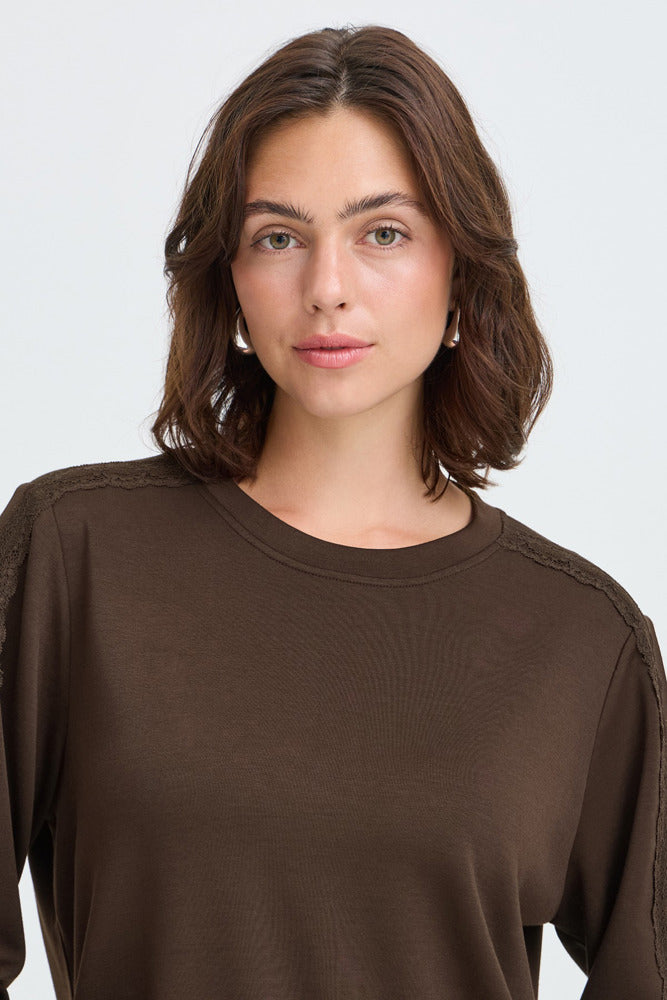 FRAURORA PU 29 - Sweatshirt med blondedetalje