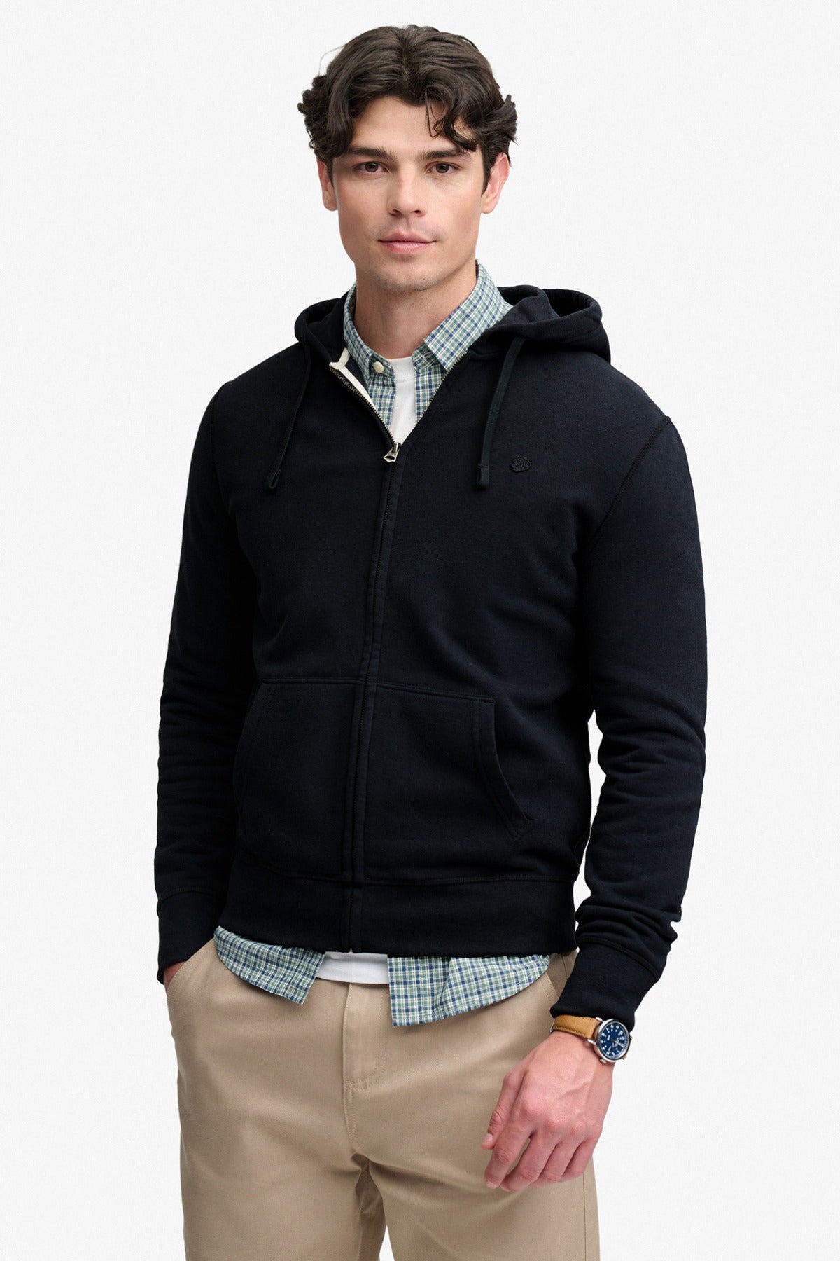 Sweatshirt med hætte og lynlås