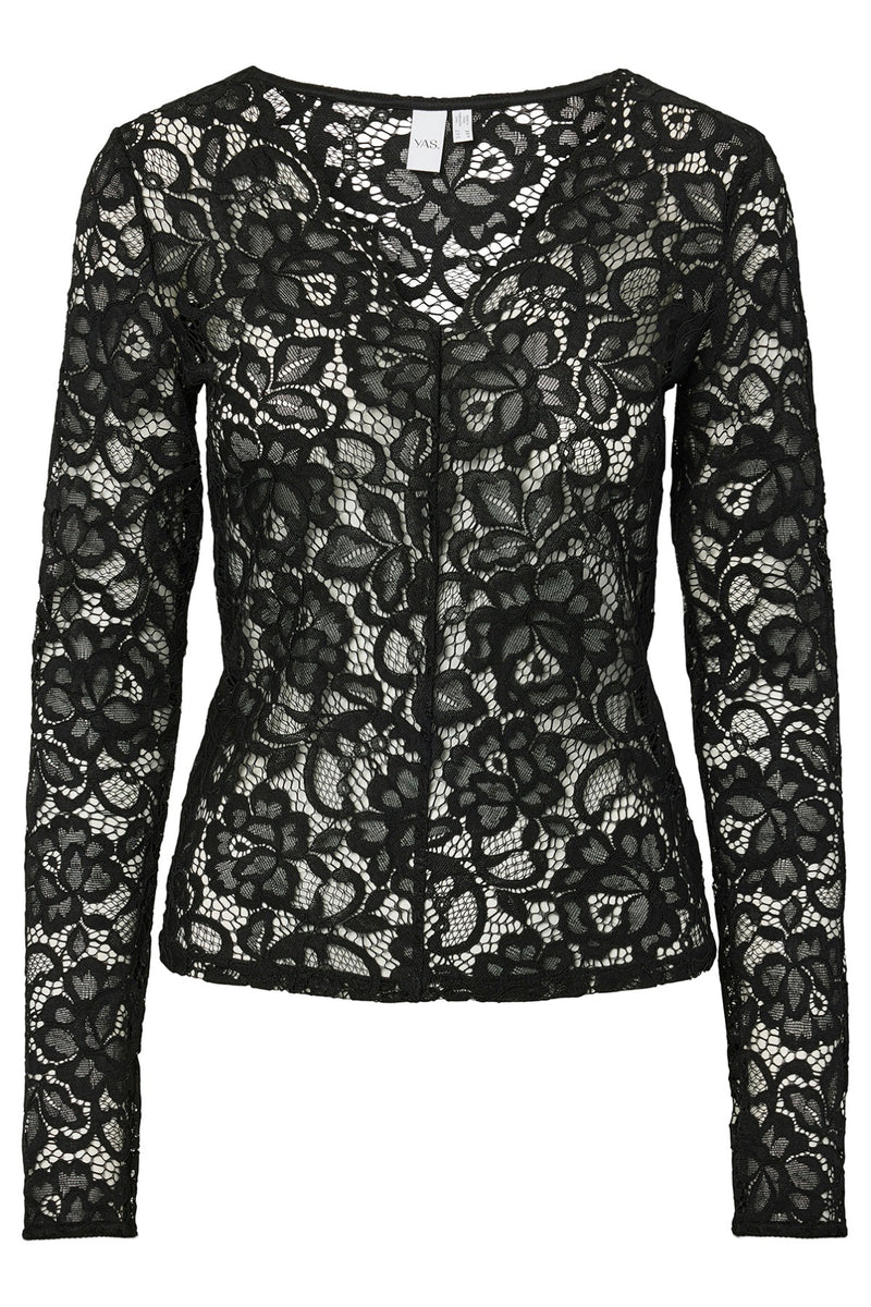 YAS YASLACEY LS V-NECK LACE TOP S. NOOS