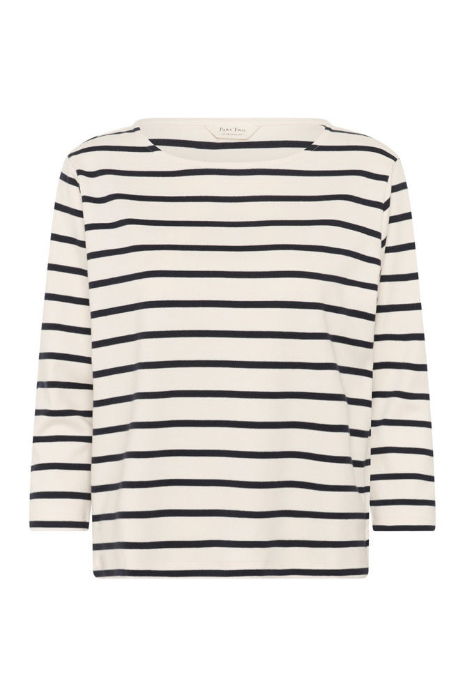 NelaPW TS - Stribet t-shirt med trekvartærmer