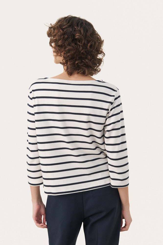 NelaPW TS - Stribet t-shirt med trekvartærmer