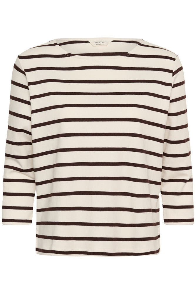 NelaPW TS - Stribet t-shirt med trekvartærmer