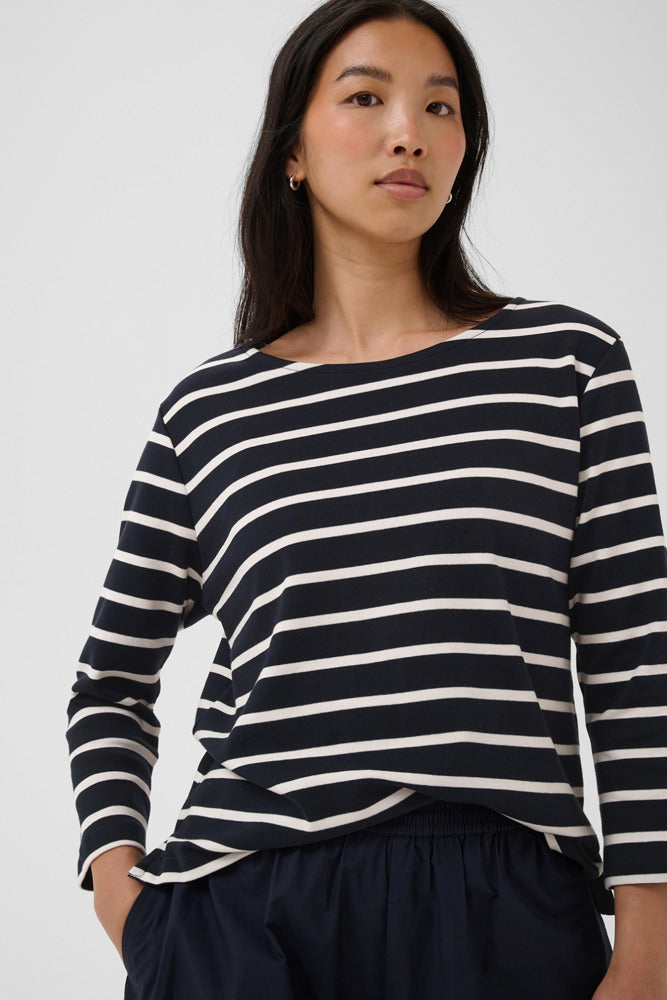 NelaPW TS - Stribet t-shirt med trekvartærmer