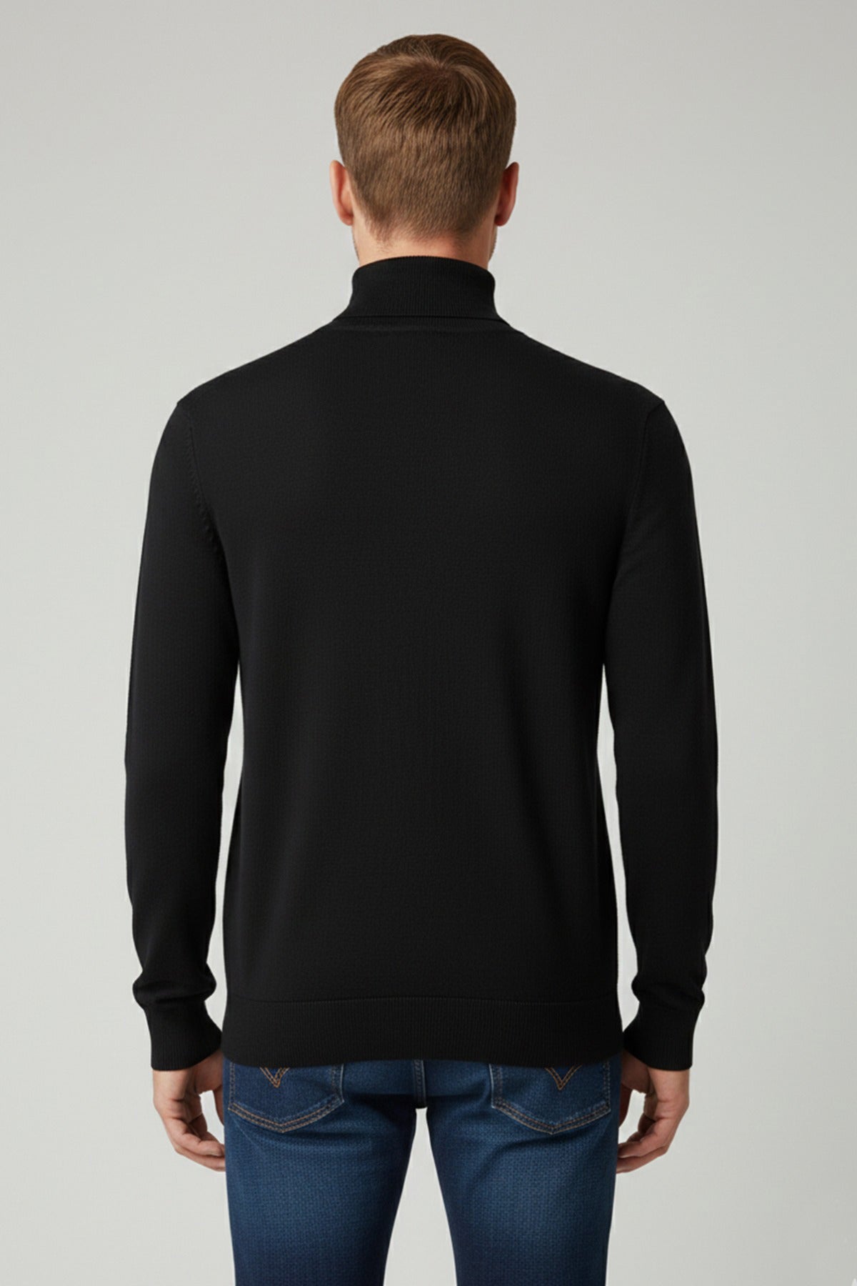 Langærmet rullekrave strik i bomuldsblanding