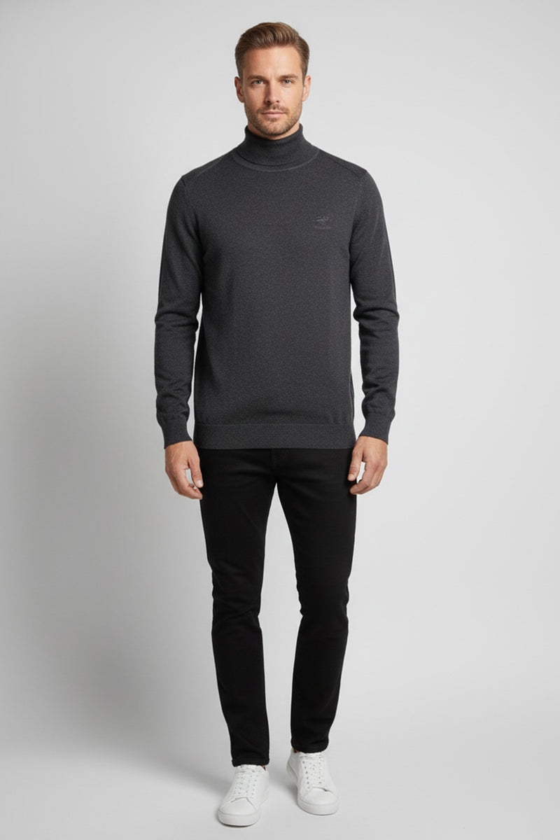 Langærmet rullekrave strik i bomuldsblanding