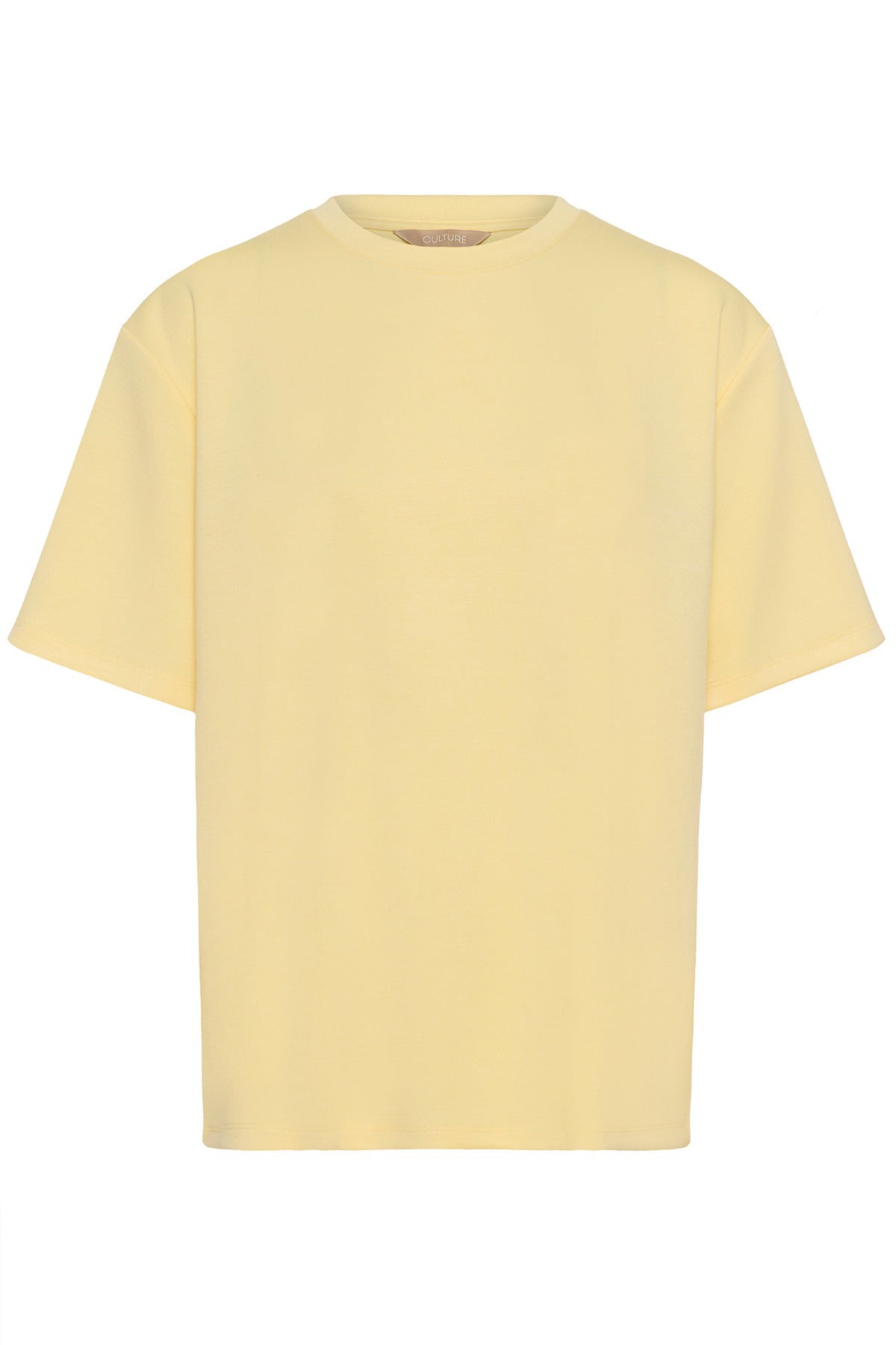 Lemon meringue gul oversize t-shirt med rund hals og korte ærmer.