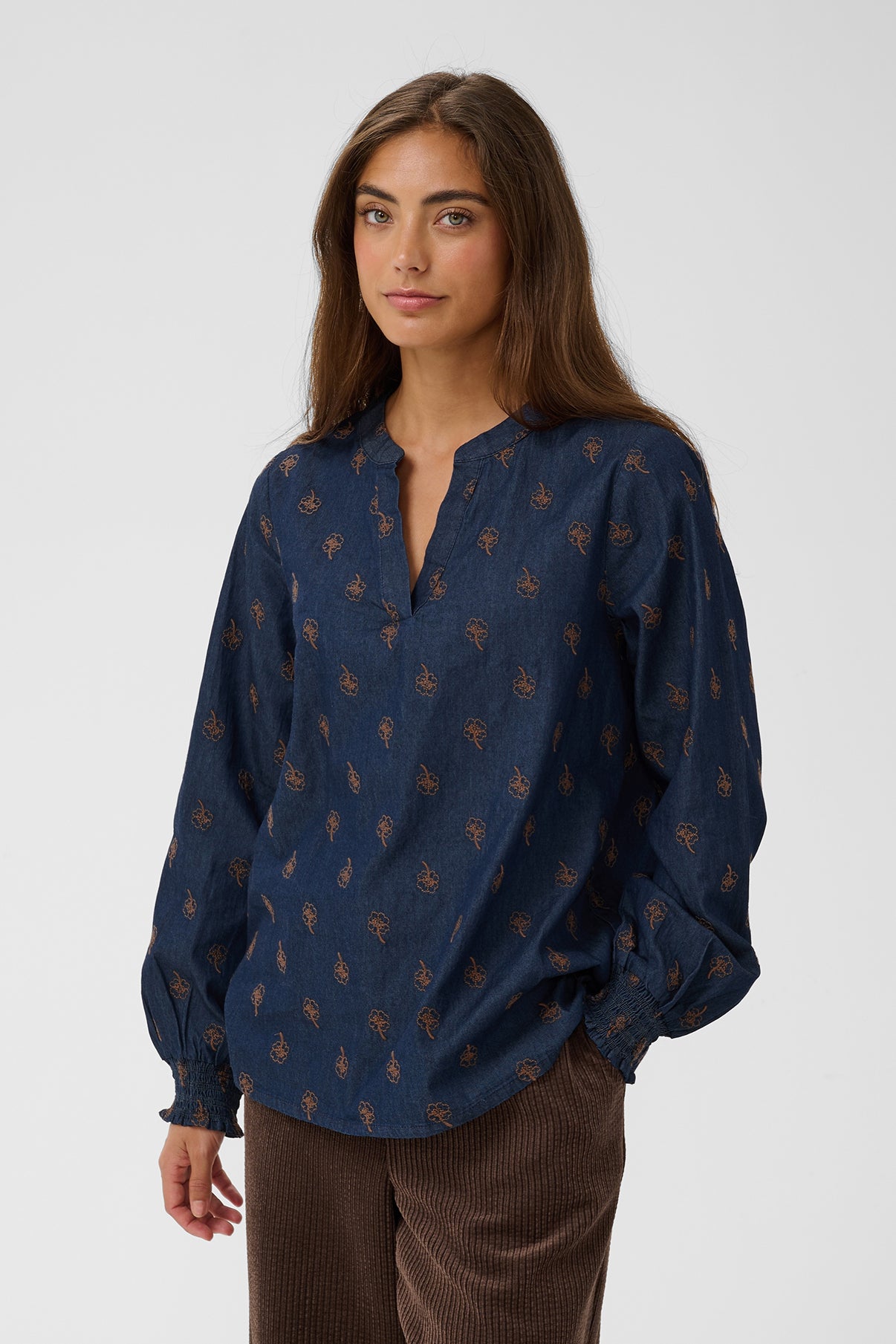 CUclover Michelle - Langærmet bluse med broderi