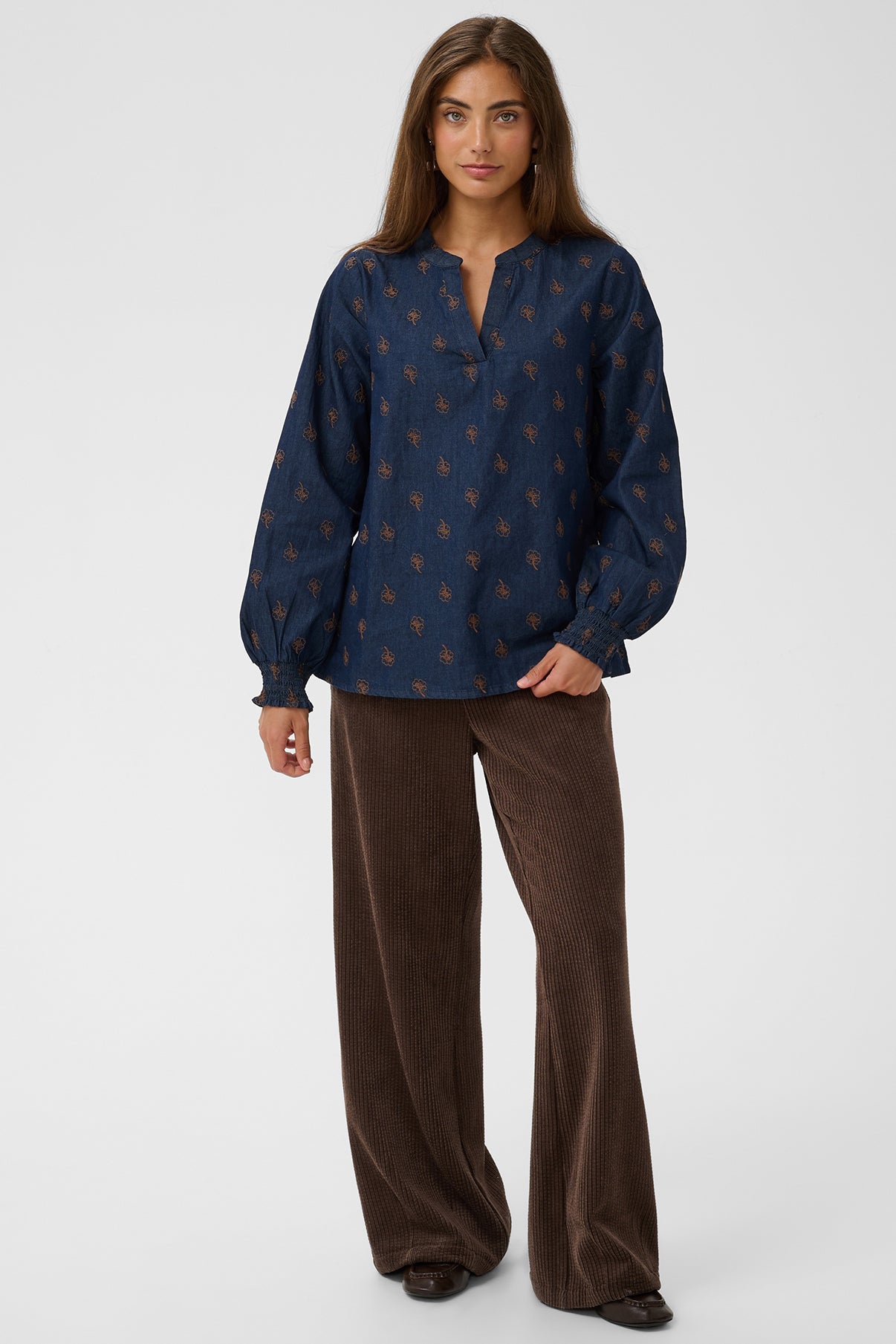 CUclover Michelle - Langærmet bluse med broderi