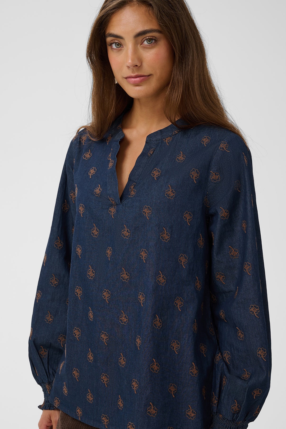 CUclover Michelle - Langærmet bluse med broderi
