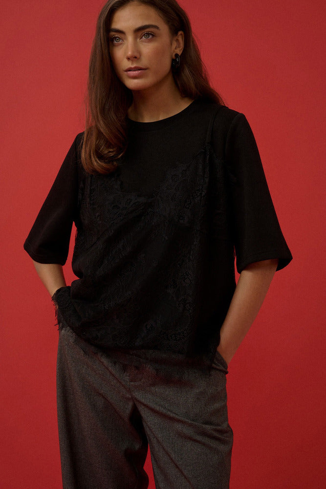 CUKARLA CHABRINA - T-shirt med blonde strop top