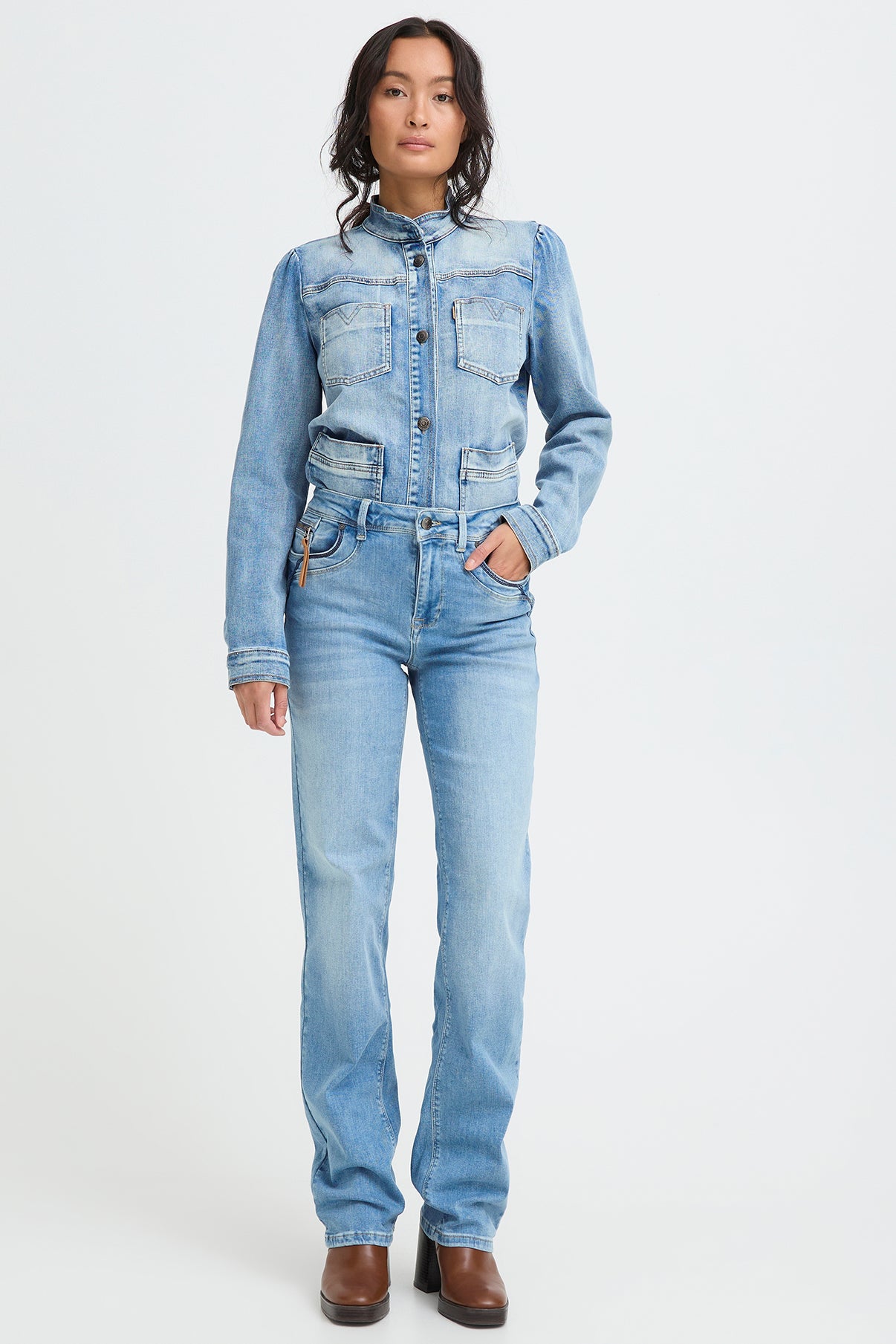 PZKAROLINA - Højtaljede jeans med stræk og lige ben