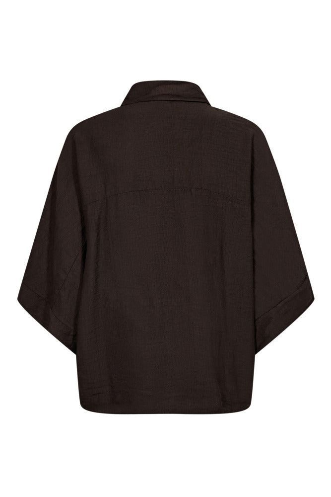 Skjortebluse med knudedetalje og korte ærmer