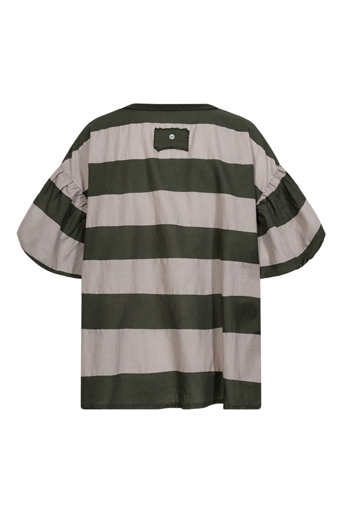 Kortærmet t-shirt med striber og pufærmer