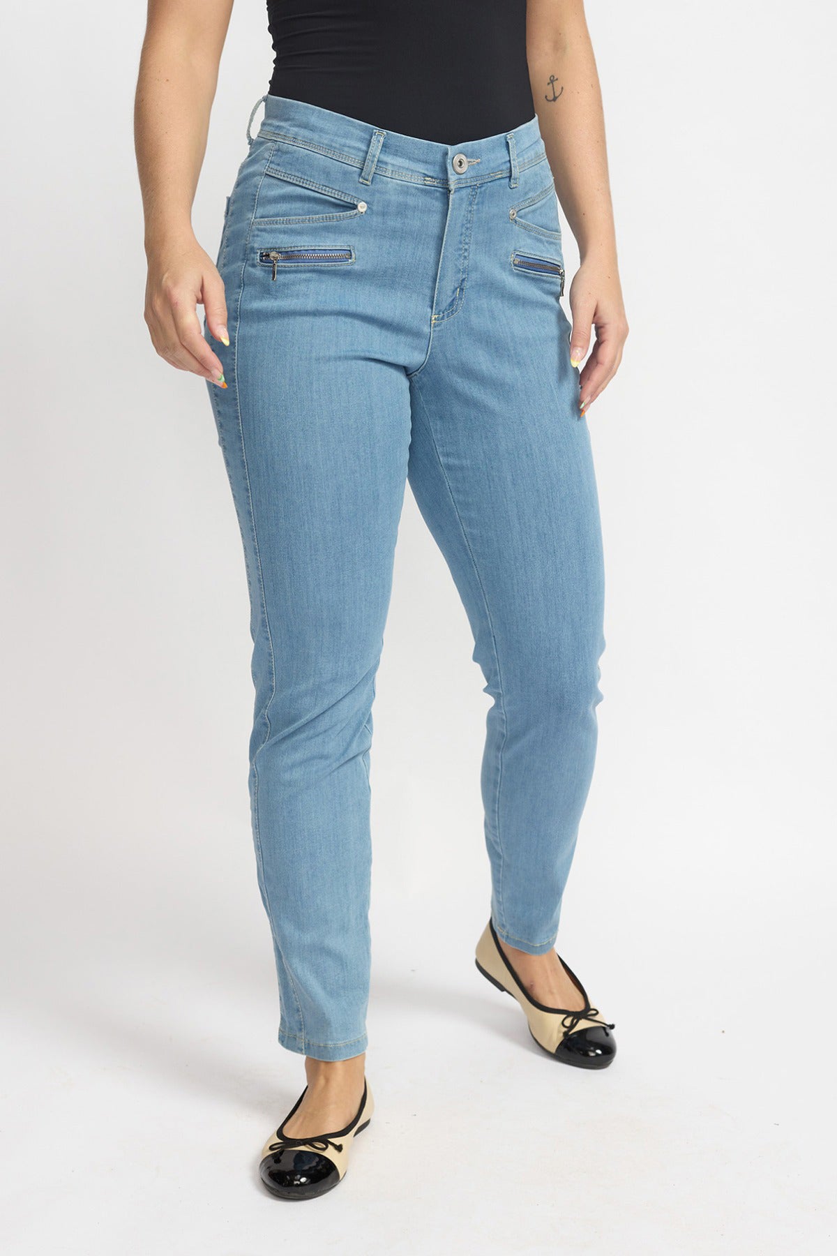 Rany - Strækbare bukser med høj talje og 7/8 længde