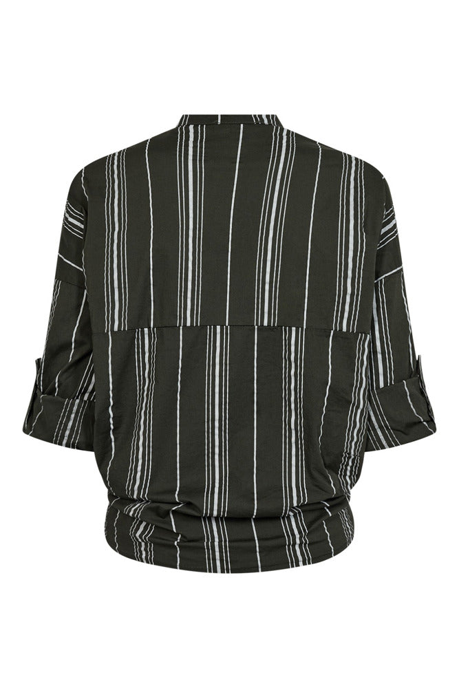 Bluse med striber og bindedetalje