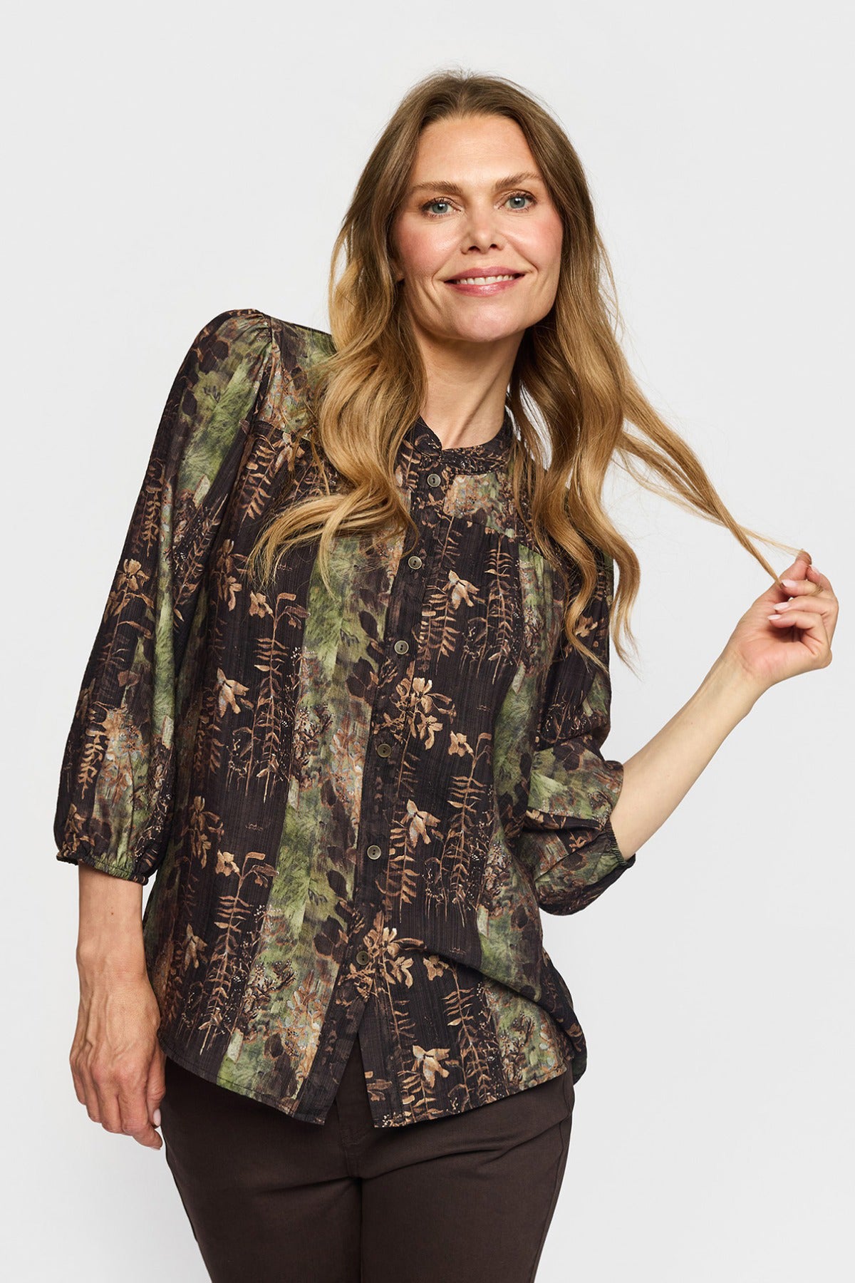 FANNY - Bluse med botanisk mønster