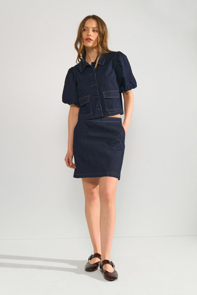 NUALETTA - Kort nederdel med denimlook