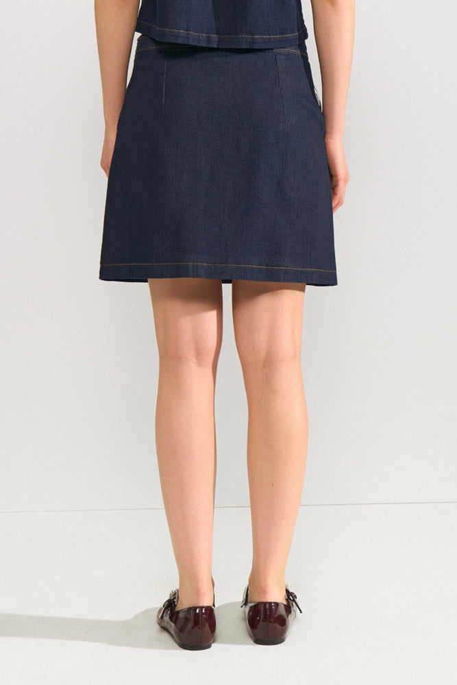 NUALETTA - Kort nederdel med denimlook