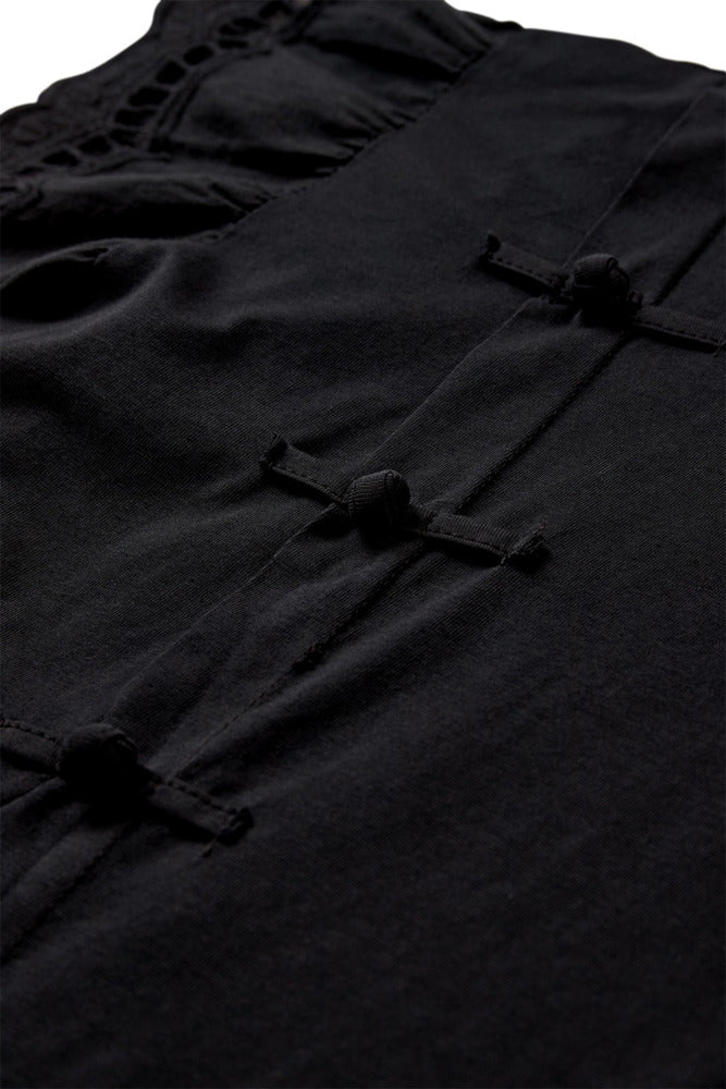 T-shirt med broderi anglaise og sløjfedetaljer