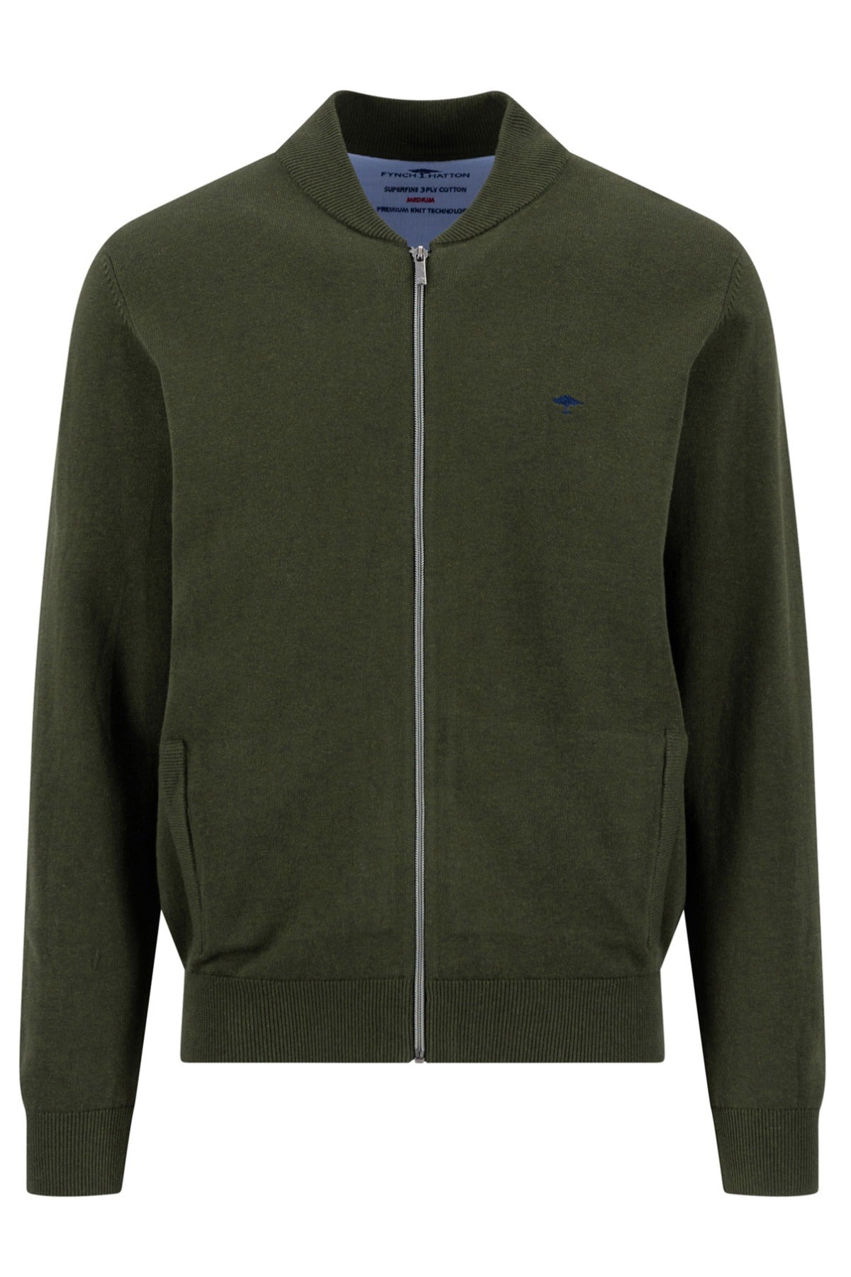 Cardigan med lynlås og broderet logo