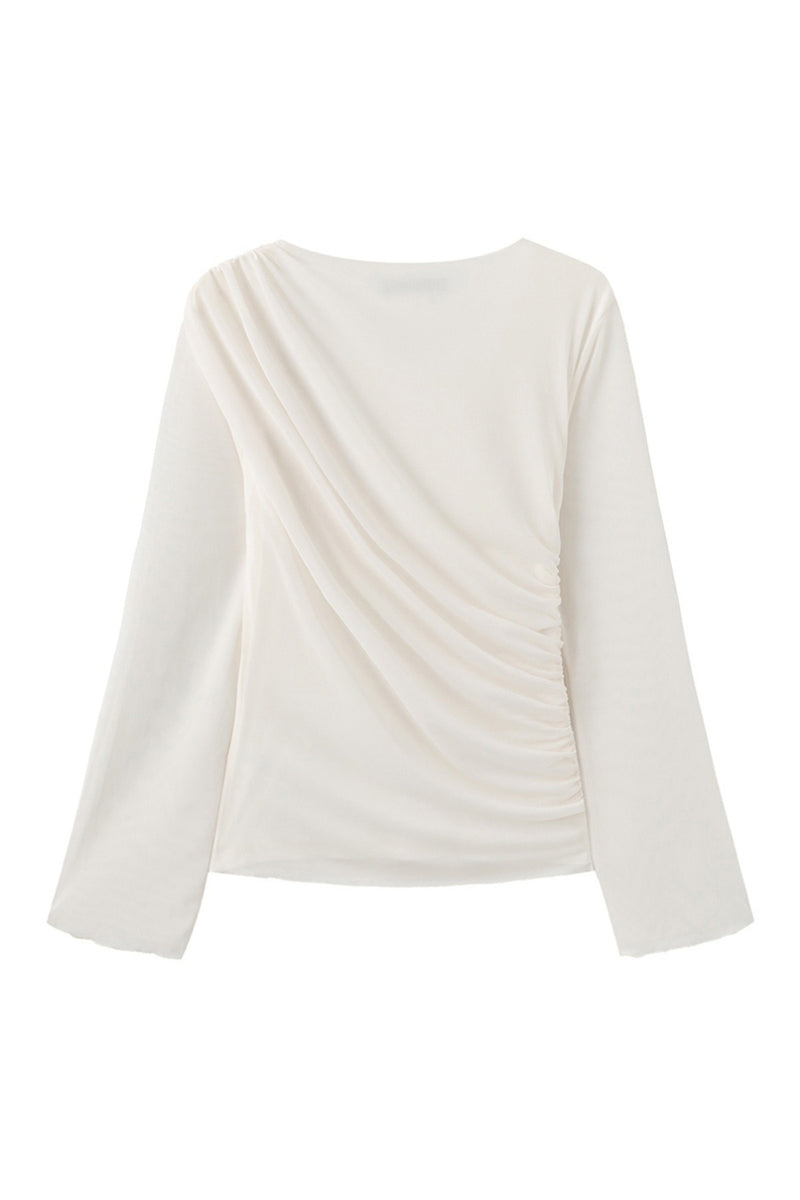 Thora - Bluse med draperede detaljer og lange ærme
