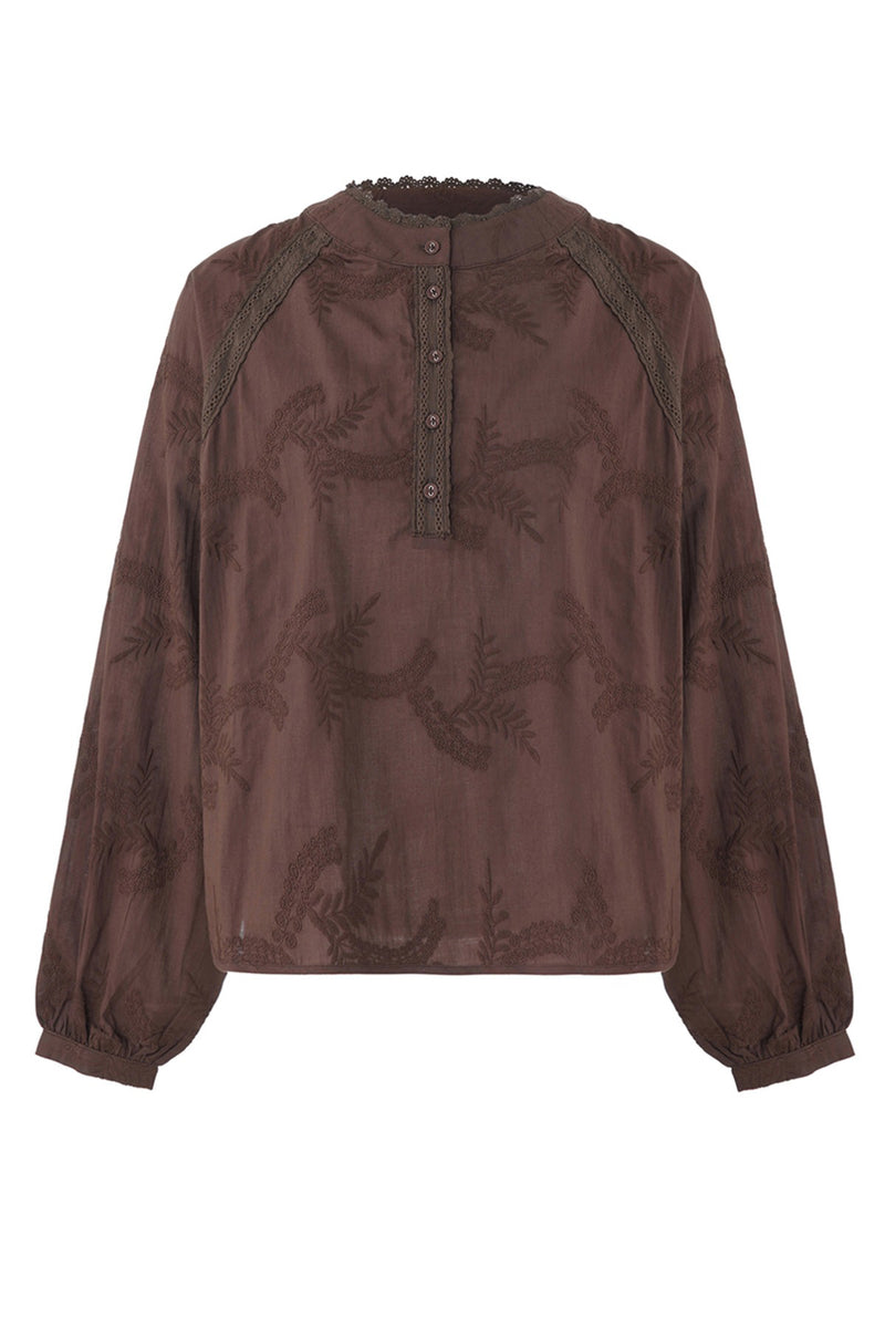 Alvina - Langærmet bluse med broderi