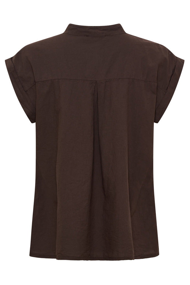 MdcRebekka - Bluse med broderi og kinakrave