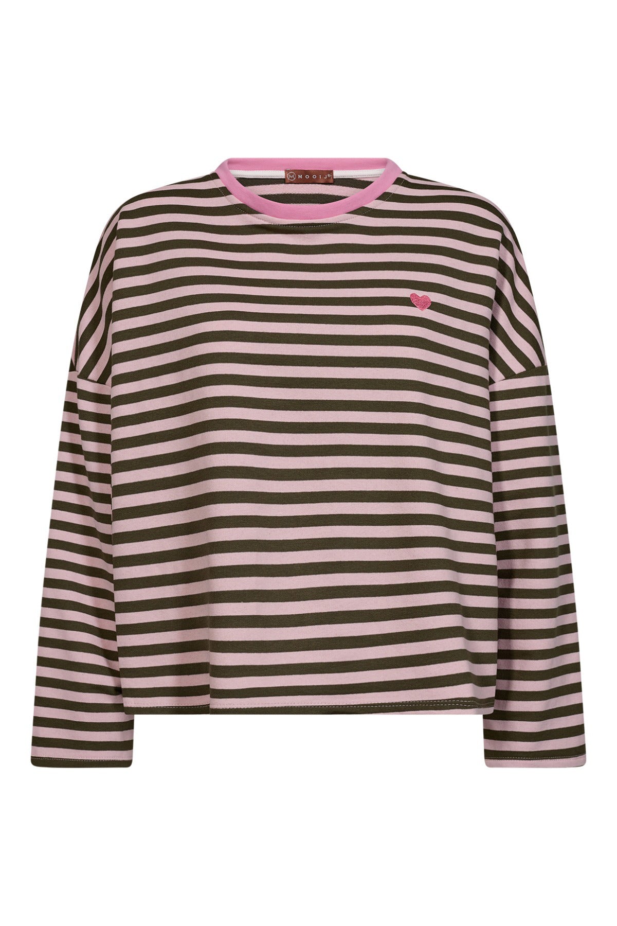 Stribet sweatshirt med hjerte på brystet