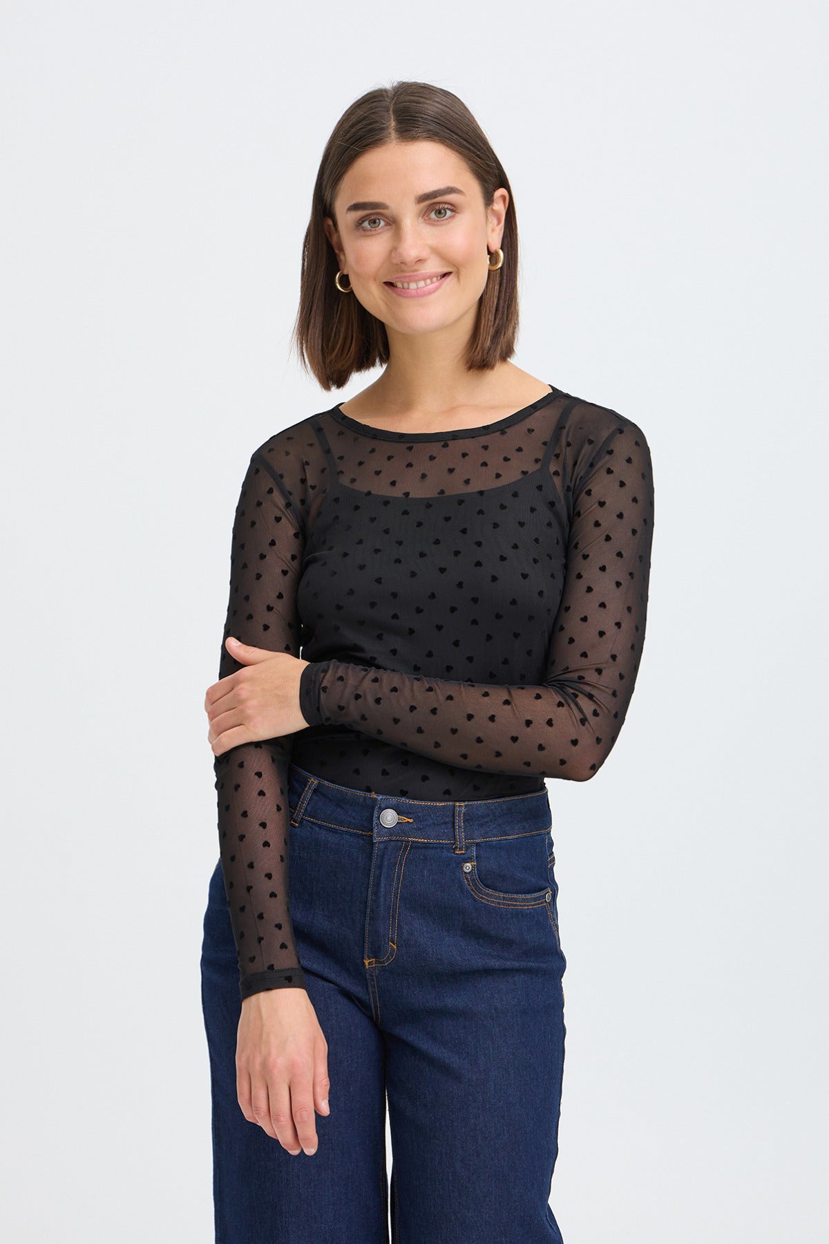 FRDETA TEE 1 - Langærmet mesh t-shirt