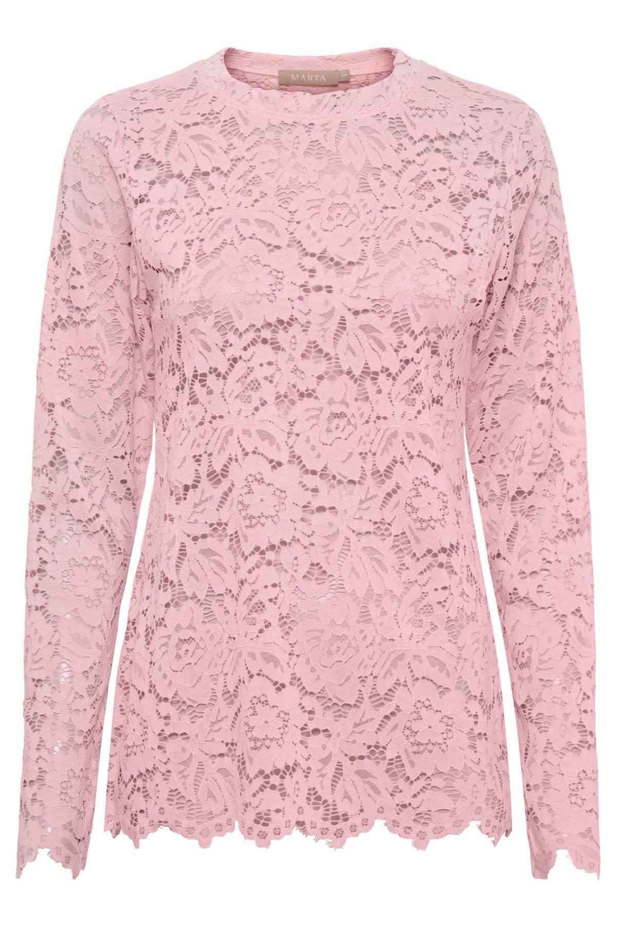 MdcMilley - Langærmet blondebluse med blomstermønster