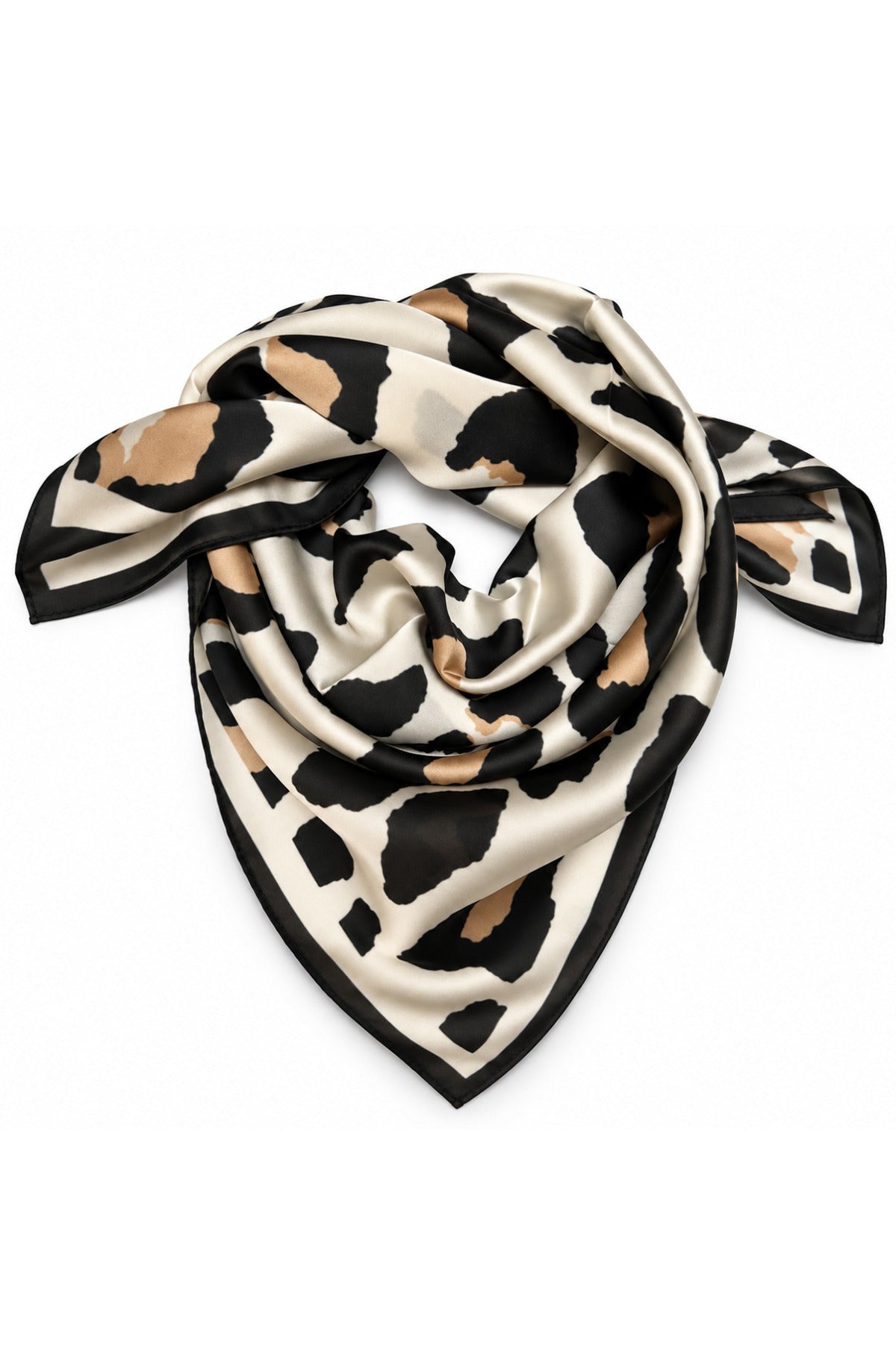 Tørklæde med leopardprint og kontrastkant