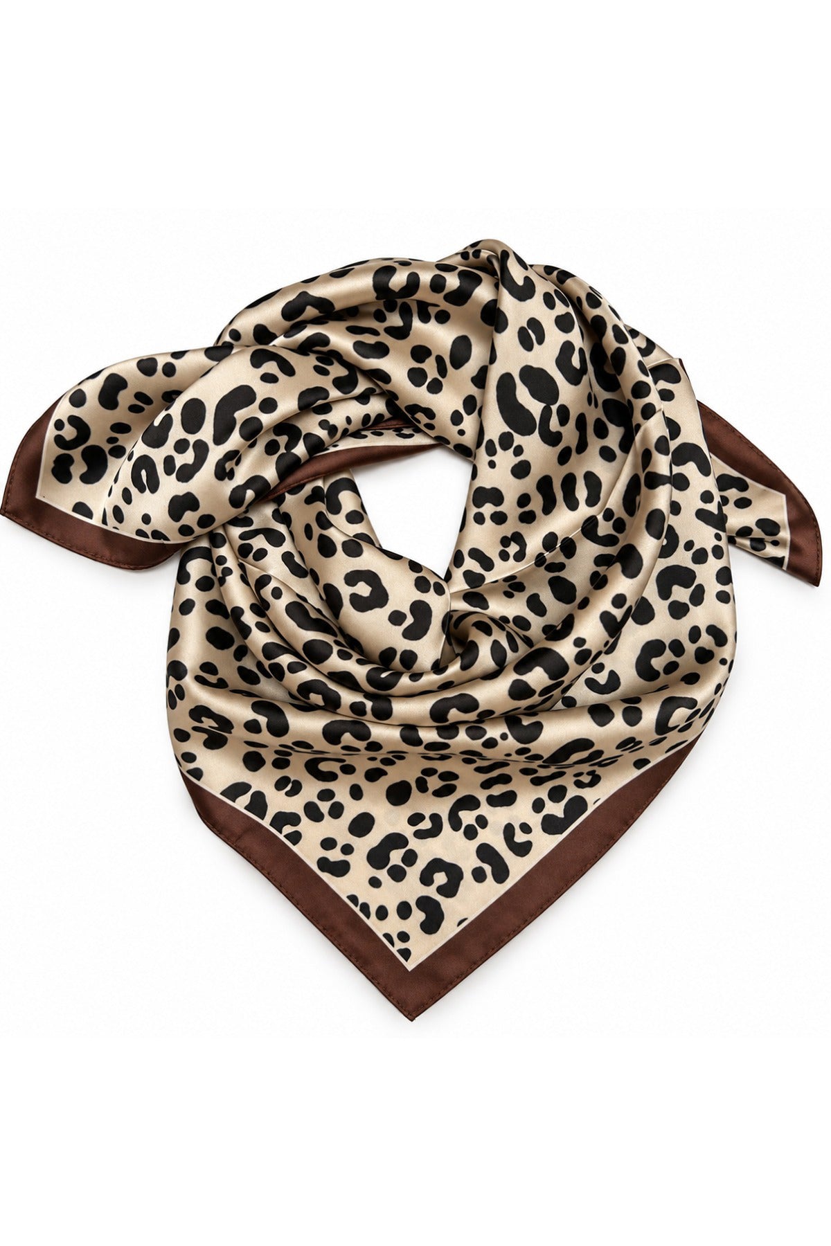 Tørklæde med leopardprint og kontrastkant