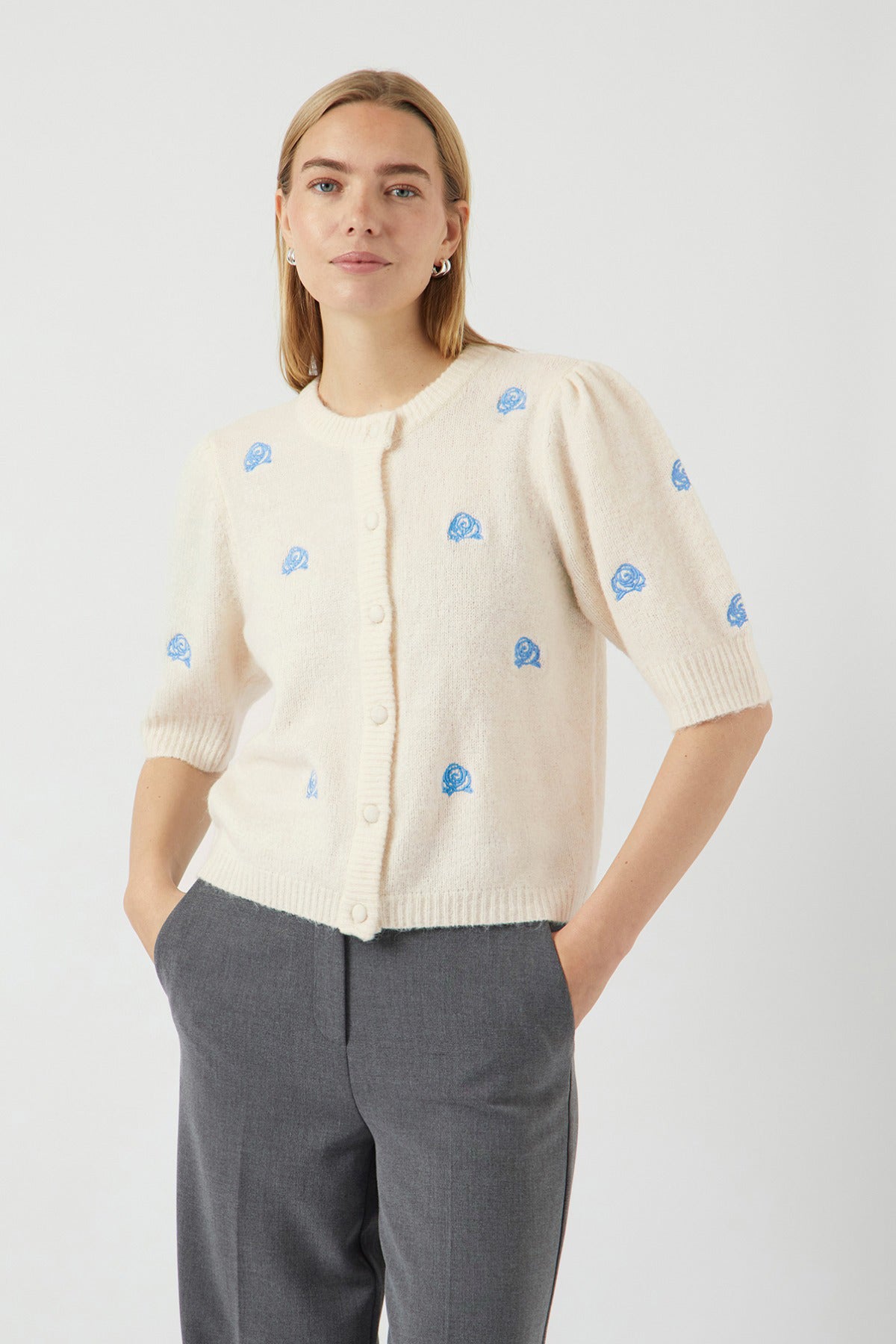 YAS YASANNE SS EMBROIDERY KNIT CARDIGAN S.