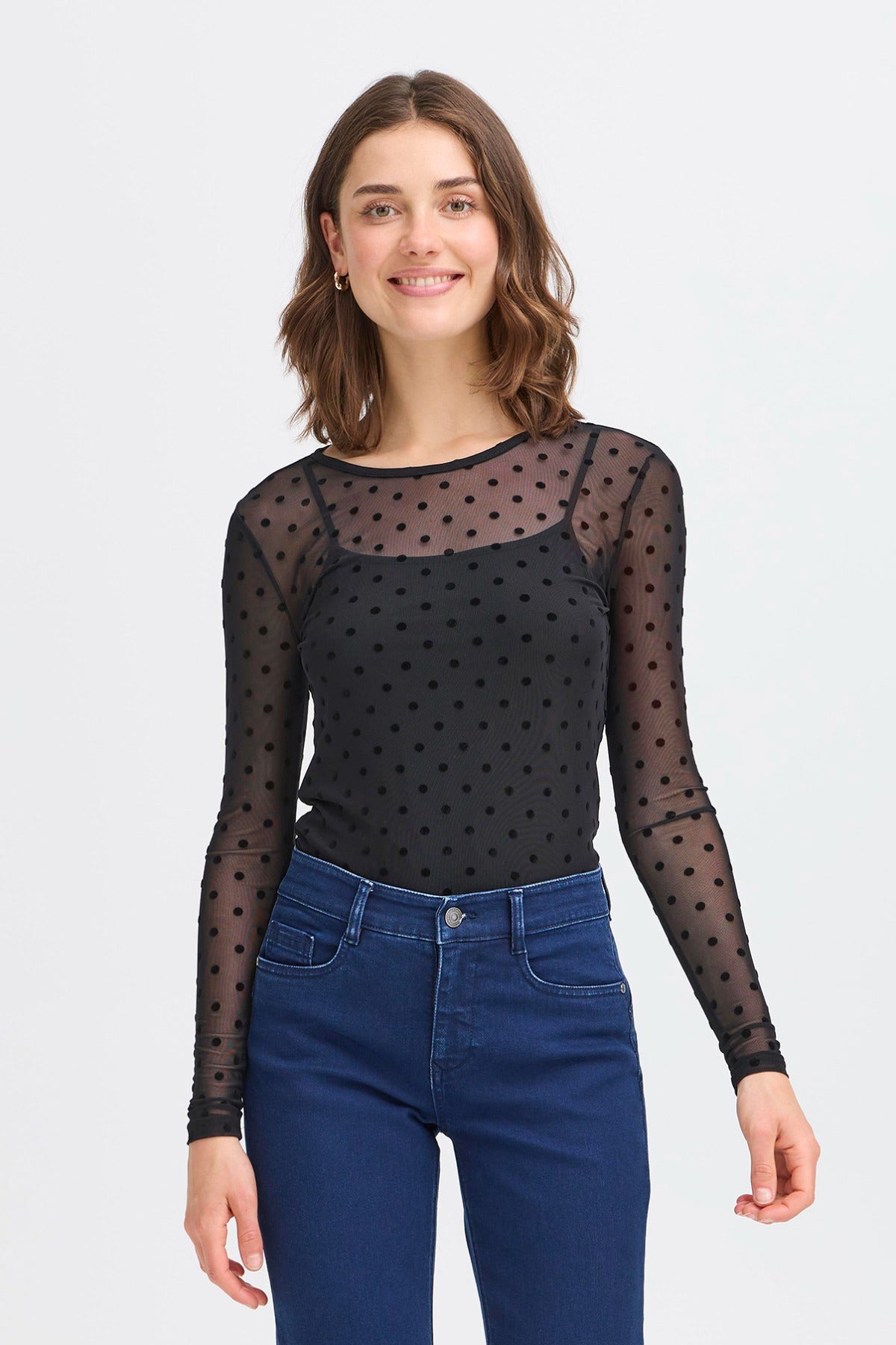 FRDETA TEE 1 - Langærmet mesh t-shirt
