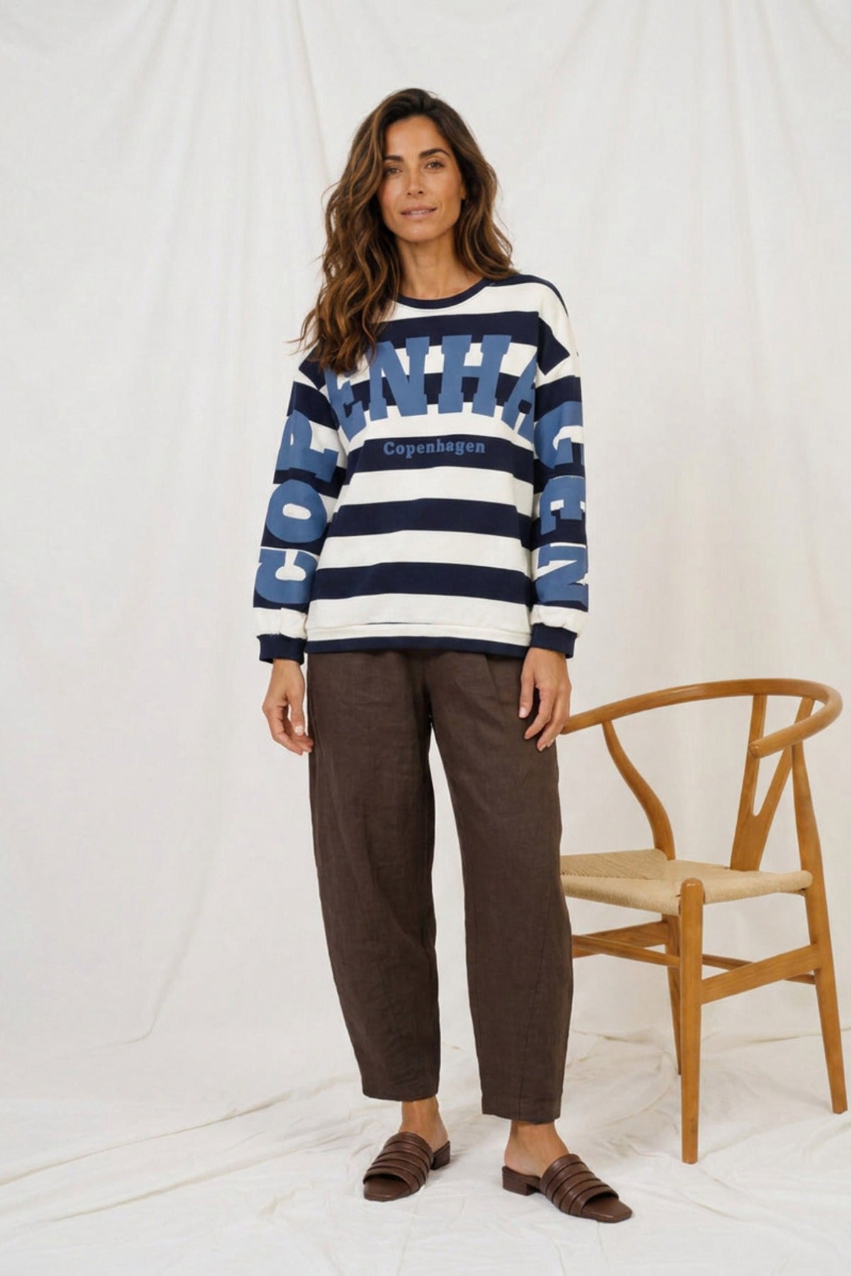 MdcNerina - Stribet sweatshirt med print