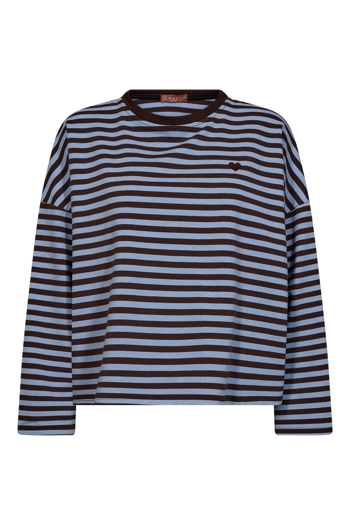 Stribet sweatshirt med hjerte på brystet