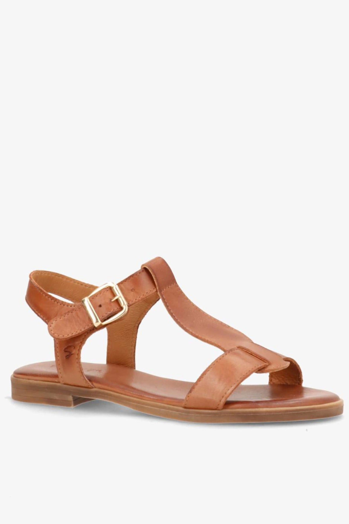 NORA - Flad lædersandal med rem