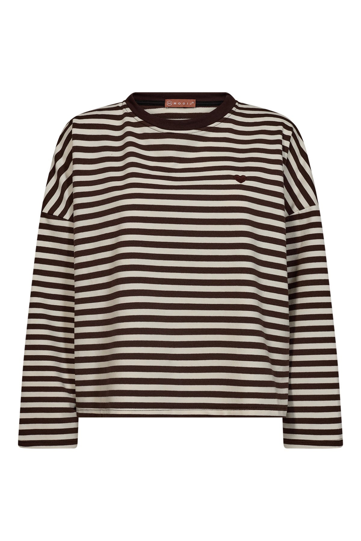 Stribet sweatshirt med hjerte på brystet