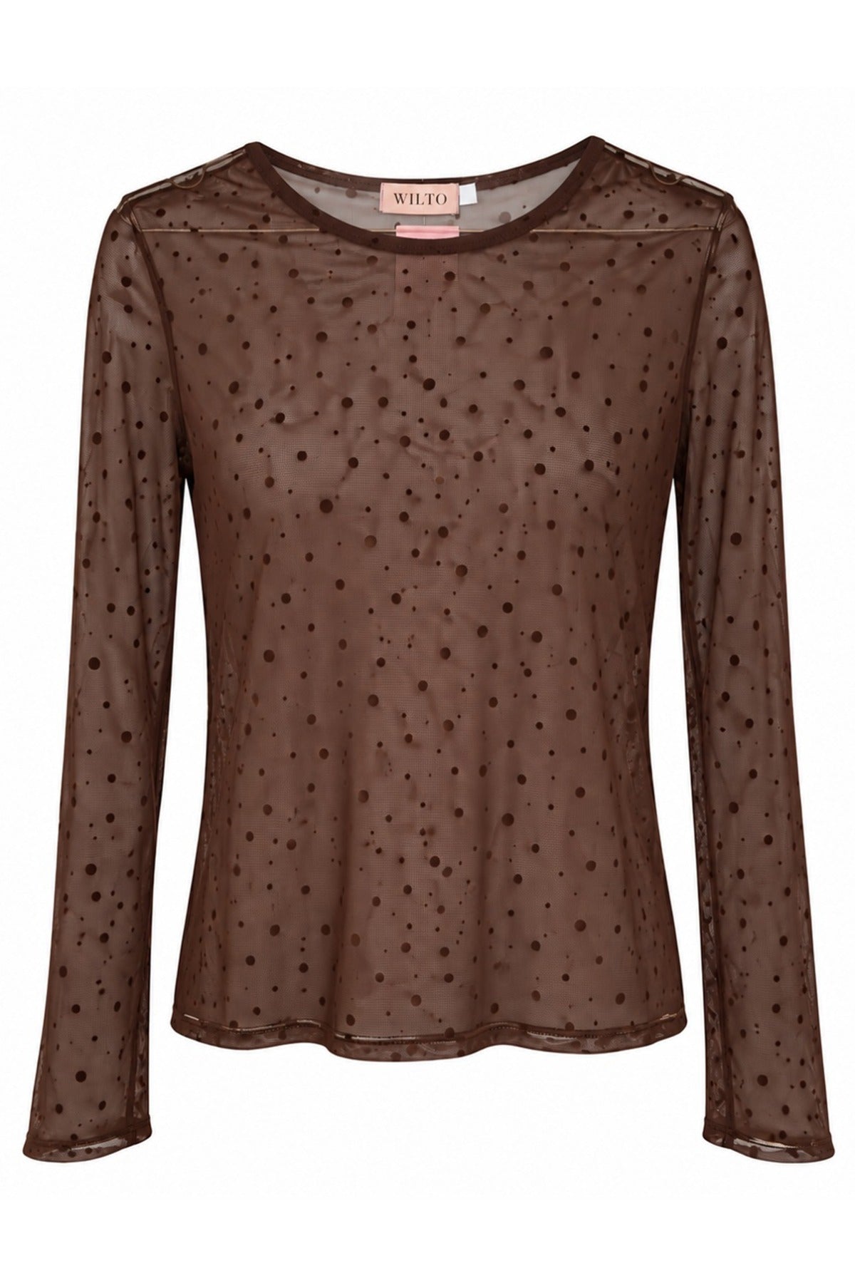 Transparent meshbluse med prikket mønster