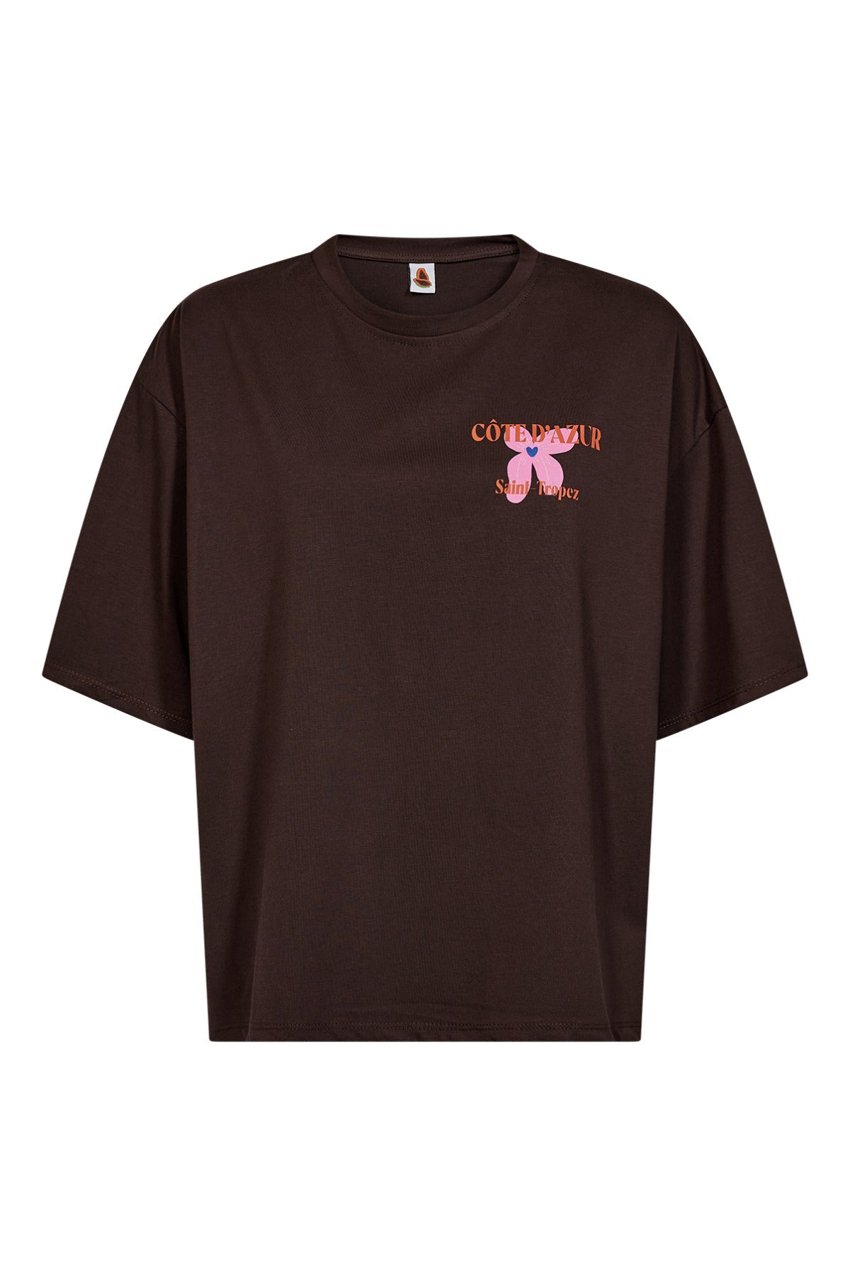 Brun t-shirt med blomstermotiv
