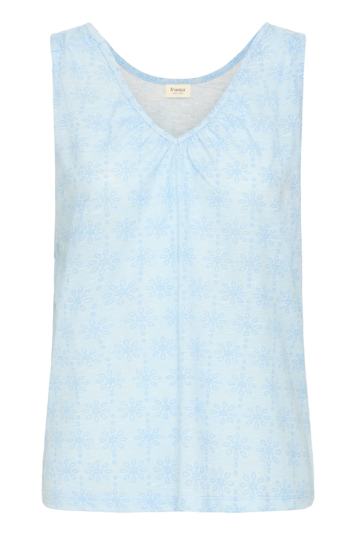 FRSANIA TOP 1 - Let mønstret top med v-udskæring