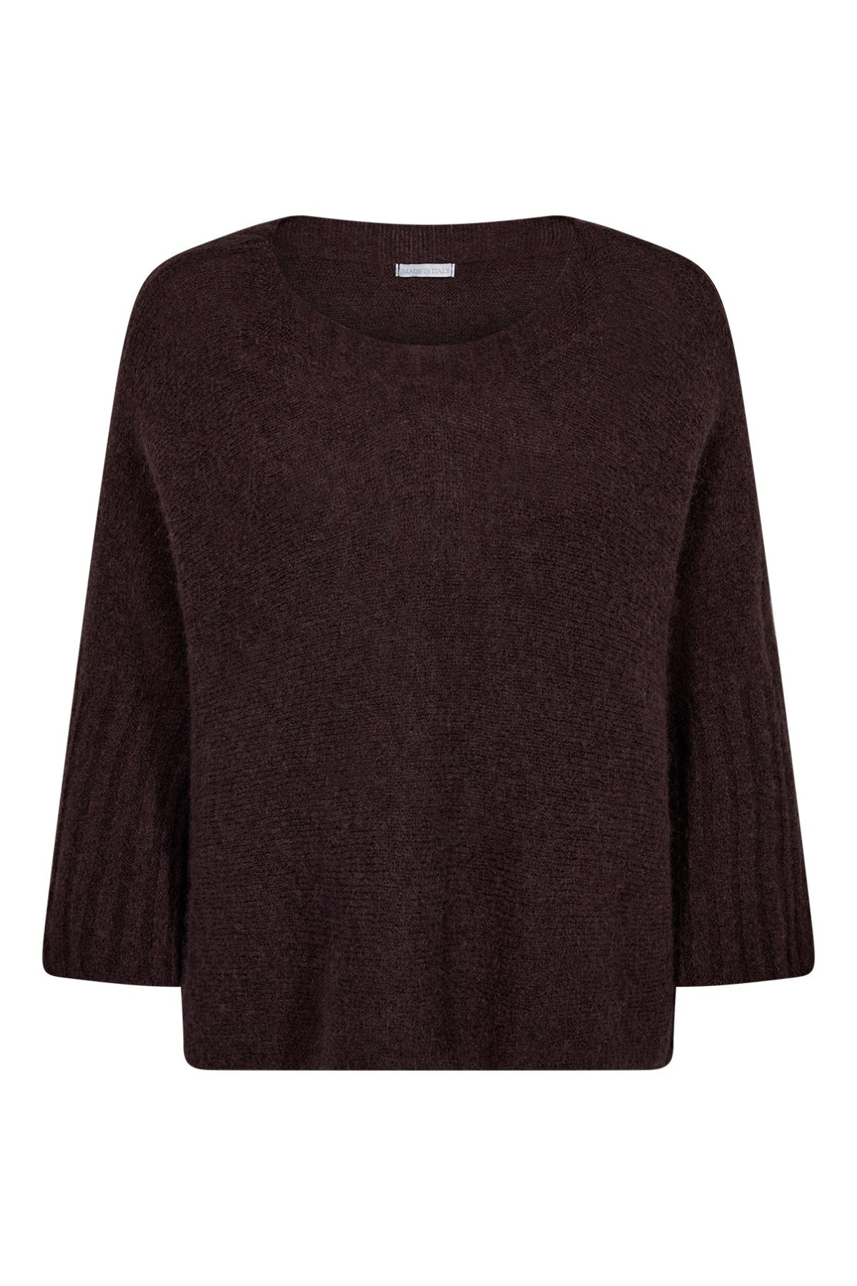 Strikbluse med trekvartærmer i baby alpaca